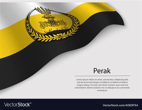 Wave flag of perak is a region of malaysia Vector Image