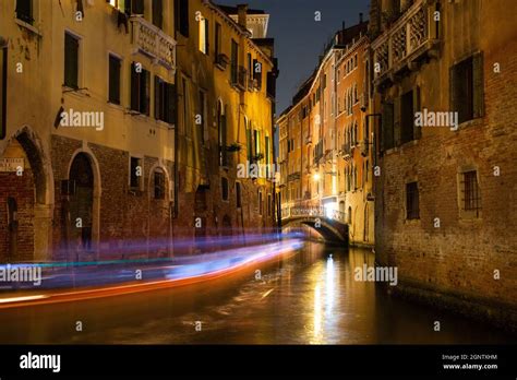 Venice gondola night ride Stock Photo - Alamy