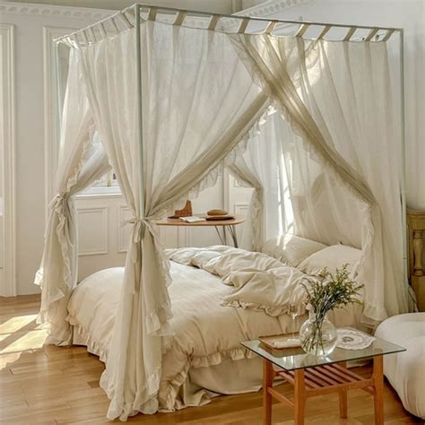 Romantic Canopy Drapery Curtains French Style Linen Texture - Etsy