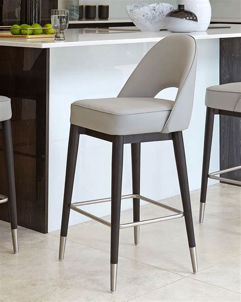 Clover Mid Grey Faux Leather Bar Stool | Danetti