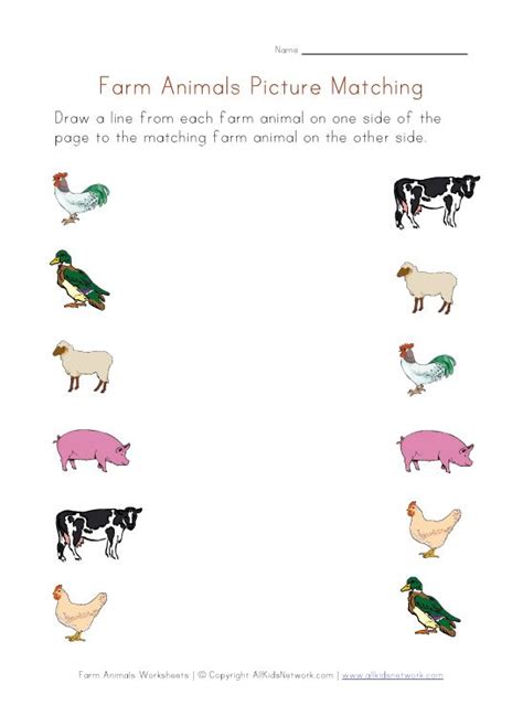 Farm Animals Worksheet - Picture Matching | Farm animals activities ...