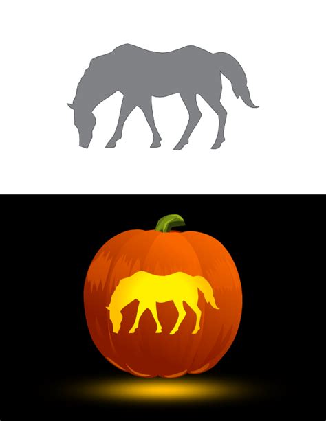 Printable Grazing Horse Pumpkin Stencil