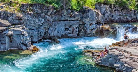 This Alberta campground has a waterfall where you can swim & fish