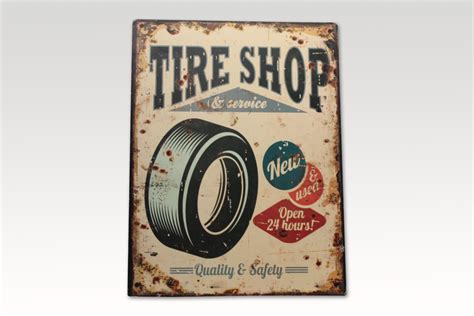 Vintage Sign Tyre shop Sign Garage sign Rustic Vintage