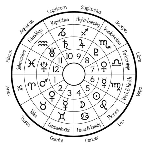 Astrological Houses Wheel the Twelve Zodiac Signs, Planets, Areas of ...