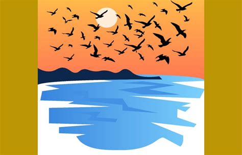 Sunset and Silhouette Birds Illustration Graphic by Cool Worker ...