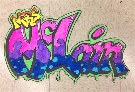 Middle School Art Lesson (example) - Graffiti Name Drawings - From Mrs ...