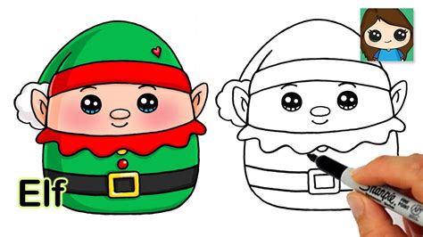 How to Draw a Christmas Elf Easy ️Holiday Squishmallows - YouTube