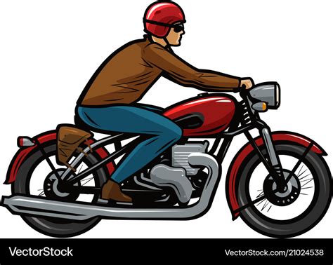 Biker riding a motorcycle cartoon Royalty Free Vector Image