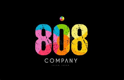 808 Number Grunge Color Rainbow Numeral Digit Logo Stock Vector ...