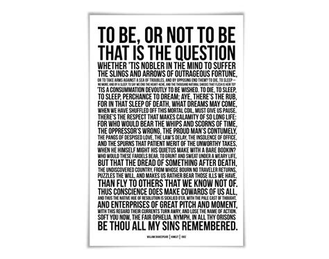 Amazon.com: Hamlet's Soliloquy To Be or Not to Be Art Print. 60 Colours ...