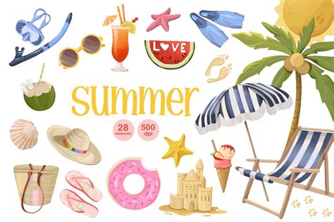 Summer Beach Vibe Clipart - Design Cuts