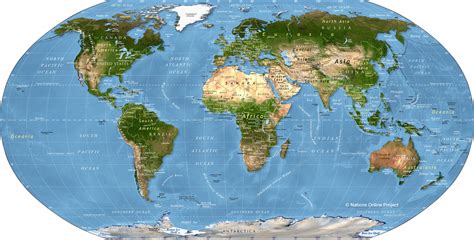 World Map - A Physical Map of the World - Nations Online Project