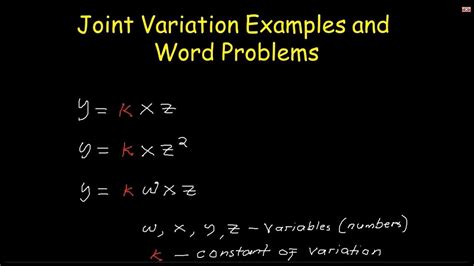 Joint Variation Examples and Word Problems - YouTube