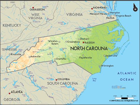 North Carolina Map - ToursMaps.com