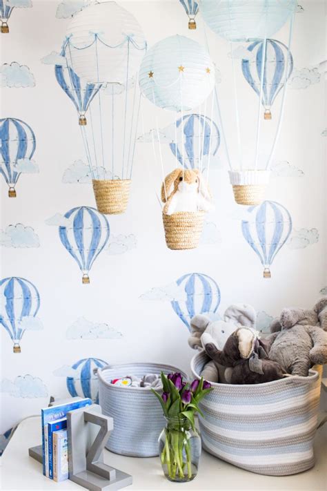 Up Up and Away: A Baby Boy’s Nursery | Nursery wallpaper boy, Baby boy ...