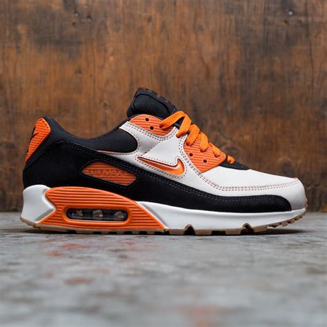 nike men air max 90 premium sail safety orange black gum med brown