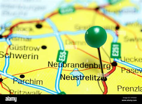 Neustrelitz pinned on a map of Germany Stock Photo - Alamy