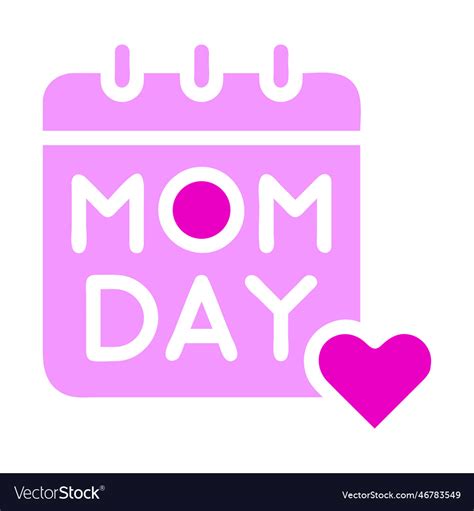 Calendar mom icon solid pink colour mother day Vector Image