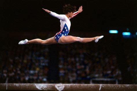 1984 Summer Olympics USA Mary Lou Retton in action on balance beam at ...