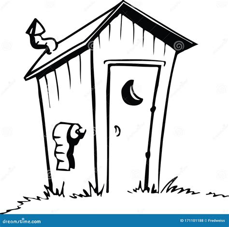 Cartoon Outhouse Vector Illustration Stock Vector - Illustration of ...