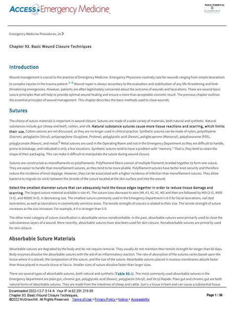 Chapter 93. Basic Wound Closure Techniques | PDF | Surgical Suture | Wound