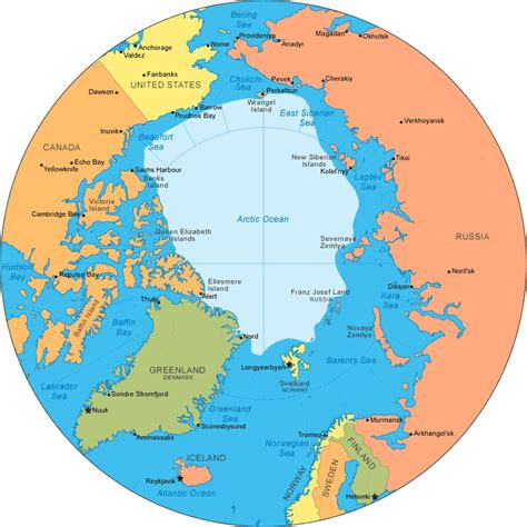 Arctic Ocean Map | Arctic Circle and Ice