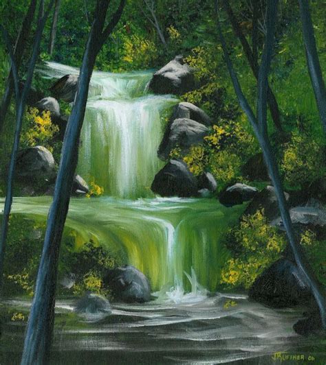 Waterfall painting Easy Landscape Paintings, Waterfall Paintings ...