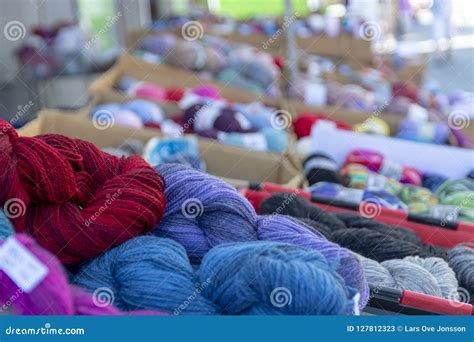 Lot of Yarn Skein in Different Colors in Baskets Stock Image - Image of ...