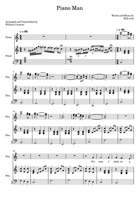 Billy Joel Piano Man piano Sheet Music PDF - Etsy