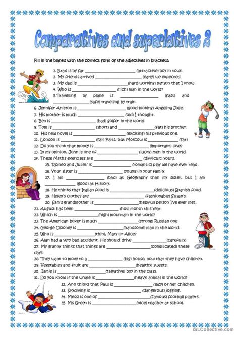 comparatives and superlatives: English ESL worksheets pdf & doc