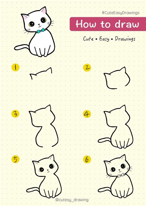 How to draw cute kitten cat: step by step tutorial | Trends | Gambar ...