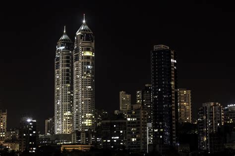 Night skyscrapers with lights in Mumbai, India image - Free stock photo ...