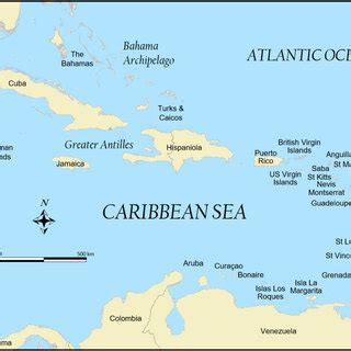 Map of the greater Caribbean Archipelago and surrounding continental ...