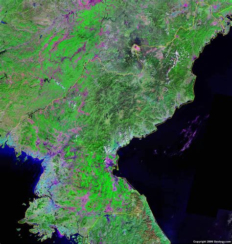 North Korea Map and Satellite Image