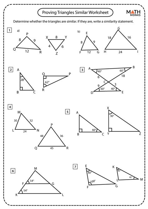 Similar Triangles Worksheets - Math Monks