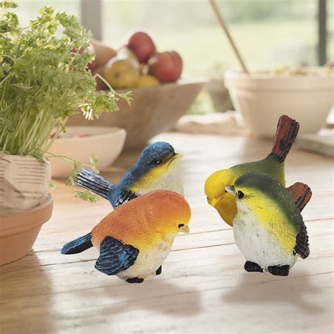 Mgaxyff Bird Figurine Decor, Figurine Decor,4Pcs Resin Birds Animal ...