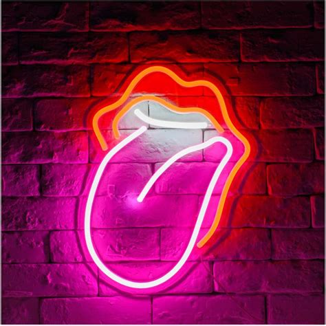 Flame red Lips Neon Sign Lights Size:16.14 in x 12.67 in Art Wall ...