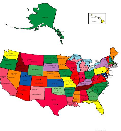 Political map of the united states of america