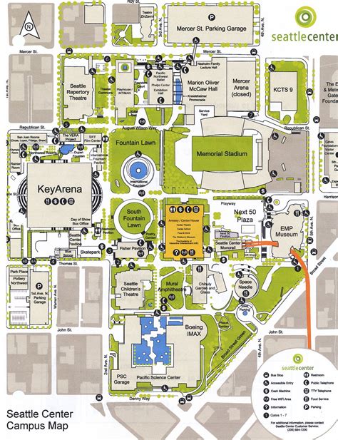 Seattle Center Map | Explore the Fountain Plaza and Campus