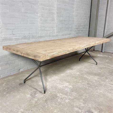 Modern oak dining table with steel base - custom-made - DT32 - DT69