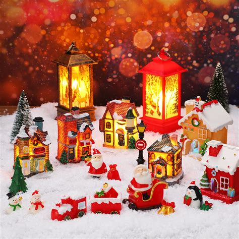 Buy 26 Pieces Christmas Village Sets Lighted Christmas Village Houses ...