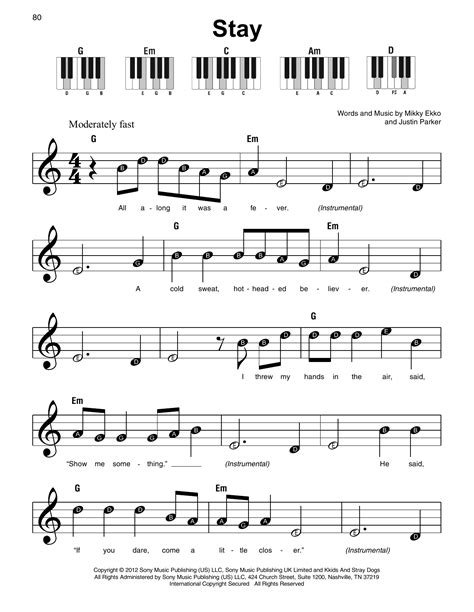 Stay by Rihanna Sheet Music for Super Easy Piano at Sheet Music Direct