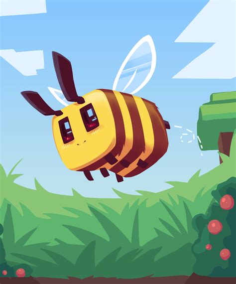 Im feeling bad today, So I drew a minecraft bee to relax : Minecraft