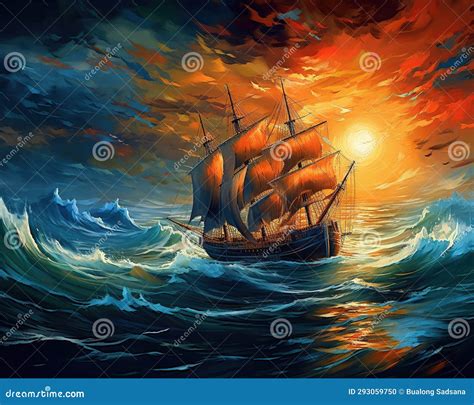 Storm on the sea. stock illustration. Illustration of beach - 293059750