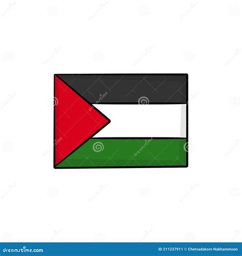 Palestine Flag in Drawing Style Isolated Vector. Stock Vector ...