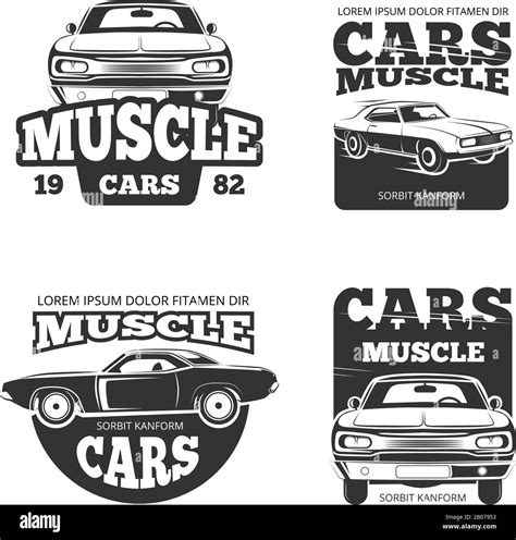 Classic muscle car vintage vector. Template of labels, logo, emblems ...