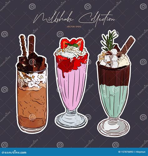 Milkshake Collection, Hand Draw Sketch Vector Stock Vector ...