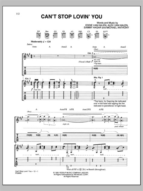 Can't Stop Loving You by Van Halen - Guitar Tab - Guitar Instructor