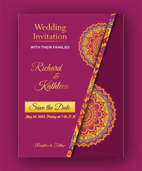 Premium Vector | Luxury Wedding Invitation Card Design